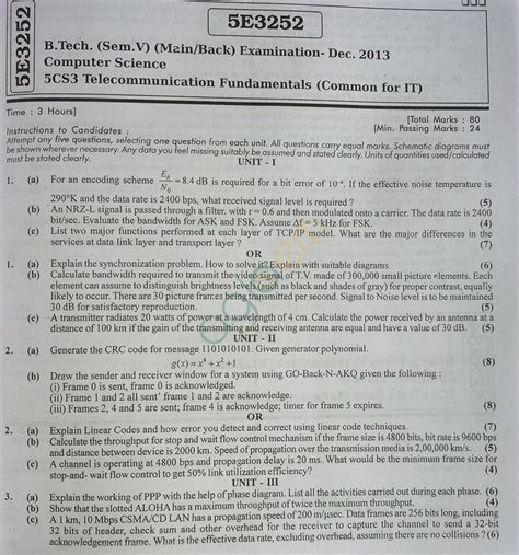 Rtu Question Papers 2013 5 Semester Cs 5e3252