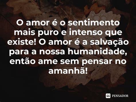 ⁠o Amor é O Sentimento Mais Puro E Intenso Que Existe O Amor Pensador