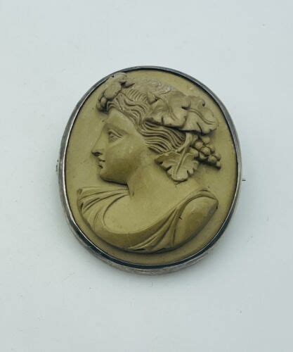 Antique Victorian Sterling Silver Lava Cameo Lady Pin Ebay