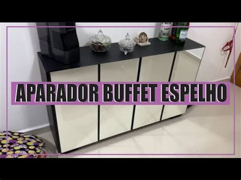 Aparador Buffet Ptas Espelho E P S Quadrados Vegas Preto Preto