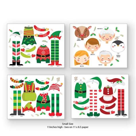 Christmas Elves 6 Articulated Paper Dolls Instant Download, Christmas Elves, Holiday School ...