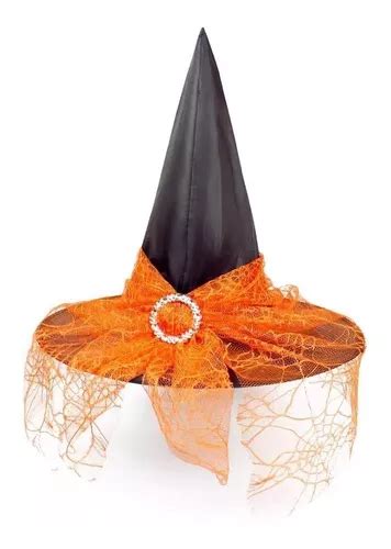 Chapéu De Bruxa Halloween Infantil Luxo C véu De Renda Tule