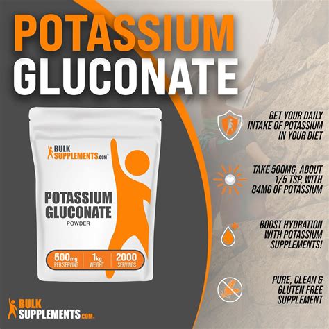 BulkSupplements Polvo De Gluconato De Potasio Suplemento De