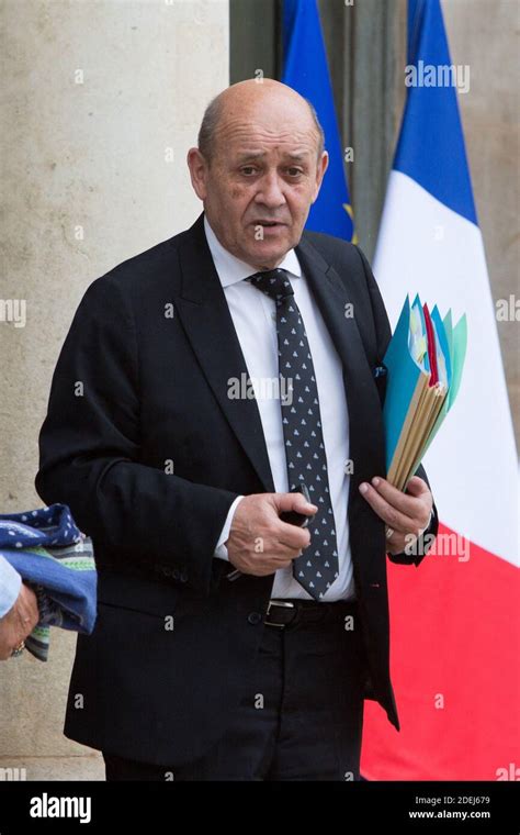 French minister of Foreign affairs Jean-Yves Le Drian leaves the Elysee ...