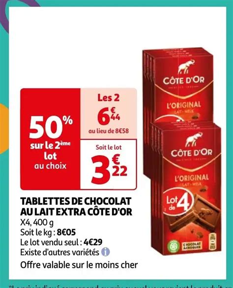 Promo Tablettes De Chocolat Au Lait Extra C Te D Or Chez Auchan