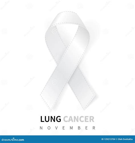 Lung Cancer Awareness Month Realistic White Ribbon Symbol Medical