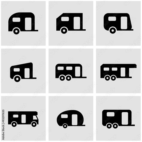 Vector Black Trailer Icon Set Stock Vector Adobe Stock