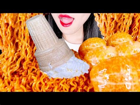 ASMR ICE CREAM FIRE NOODLES TANGERINE TANGHULU 아이스크림 불닭볶음면 귤 탕후루