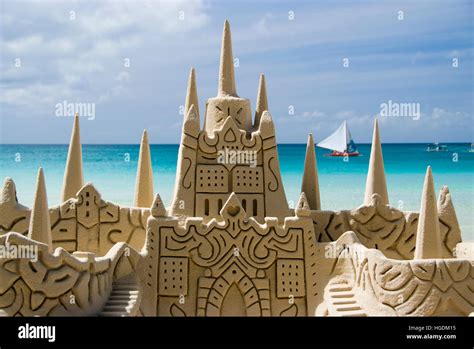 Sand castle on White Beach, Boracay, Philippines Stock Photo - Alamy