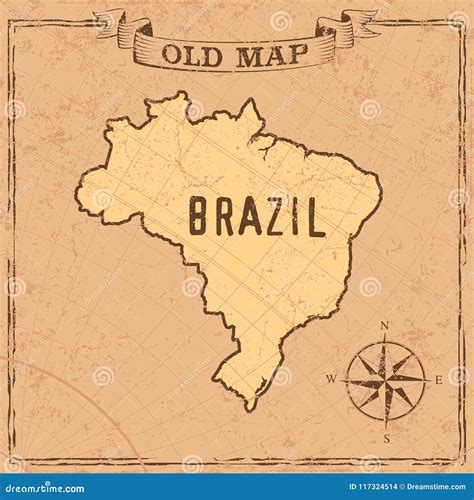 Old Style Brasil Map Stock Vector Illustration Of Atlas 117324514