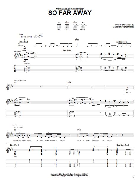 So Far Away Guitar Chords