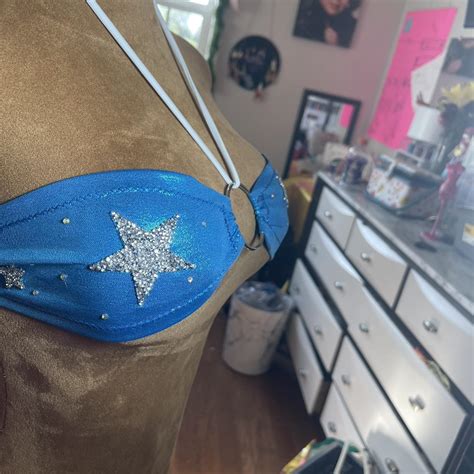 Blue And Silver Star Bikini Top Festivalvibes Depop