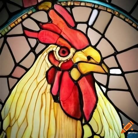 Stained Glass Design Of A Chicken On Craiyon