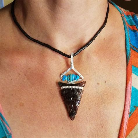 Arrowhead Turquoise Pendant Necklace Pendant Wire Wrapped Handmade In