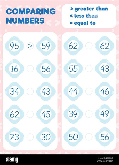 Comparing Numbers Worksheet Practice Print Sheet Vector Illustration Stock Vector Image And Art