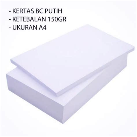 Jual Kertas Bc Manila Putih A4 150gsm 500 Lembar Shopee Indonesia