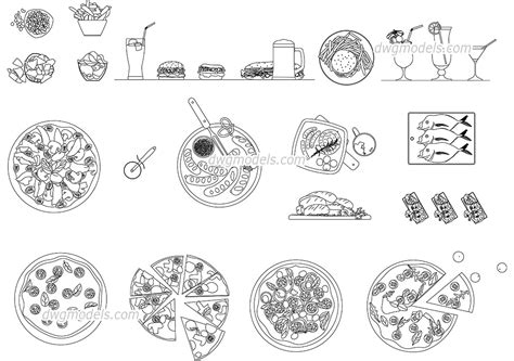 Fast Food Pizza Beer Cad Blocks Download Autocad File Drawings