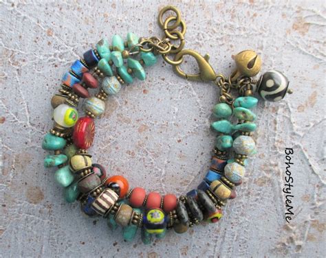 Boho Style Me Rustic Turquoise Eclectic Beaded Bracelet Bohostyleme