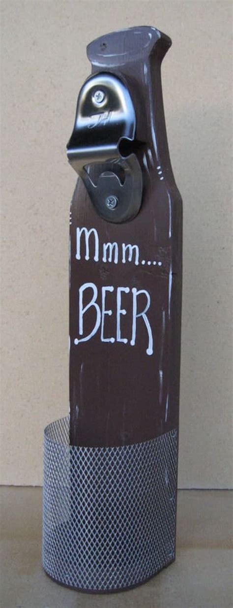 Wall Mounted Beer Bottle Opener With Cap Catcher Mmm by WhatWeMade