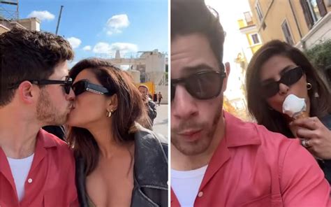 Priyanka Chopra And Nick Jonas Share A Kiss Enjoy Eating Ice Cream