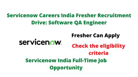 Servicenow Careers India Fresher Recruitment Drive Software Qa