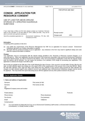 Fillable Online CON030 Application For Resource Consent Environment