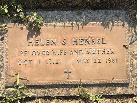 Helen S Hensel 1912 1981 Find A Grave Memorial