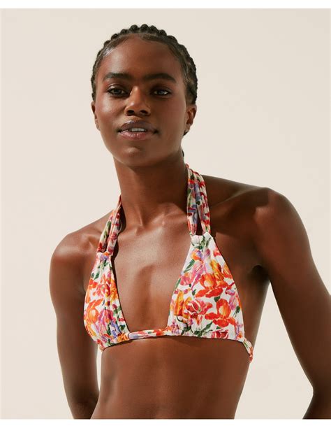 Bikini Tops Top Media Franzida Floral Ikat Brand Agua De Coco