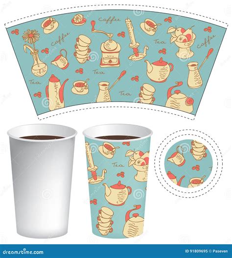 Template Paper Cup For Hot Drink Stock Vector Illustration Of Milky