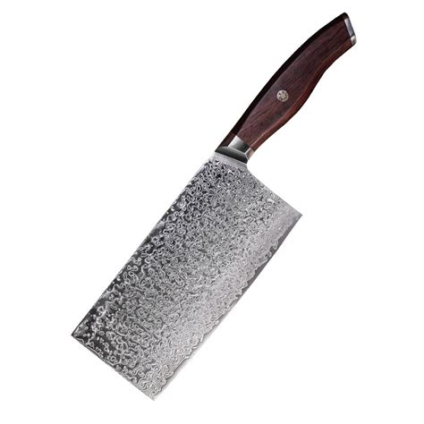 Dsk B007 Modern Damascus Steel Blade Rosewood Handle Kitchen Cleaver