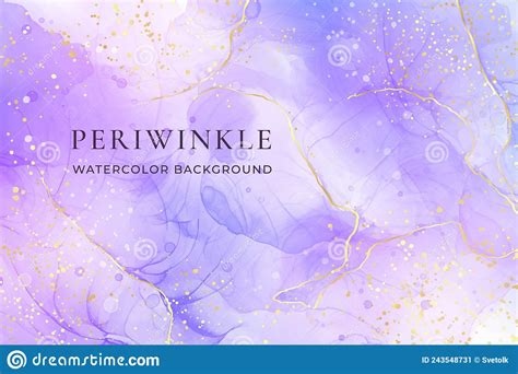 Violet Lavender Liquid Watercolor Marble Background With Golden Lines