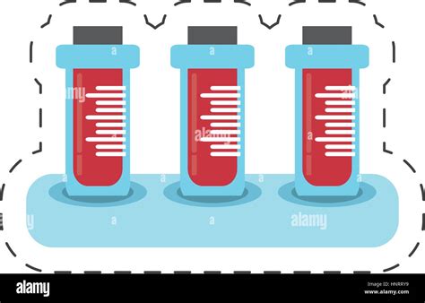 Cartoon Blood Test Tube Sample With Rack Vector Illustration Eps 10