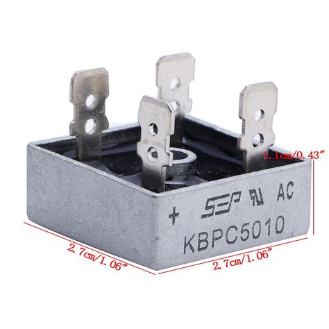 5 X Kbpc5010 1000v 50a Metal Case 4 Pin Single Phase Diode Bridge