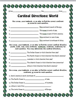 Cardinal Directions Worksheets by Holly Roberts | TpT