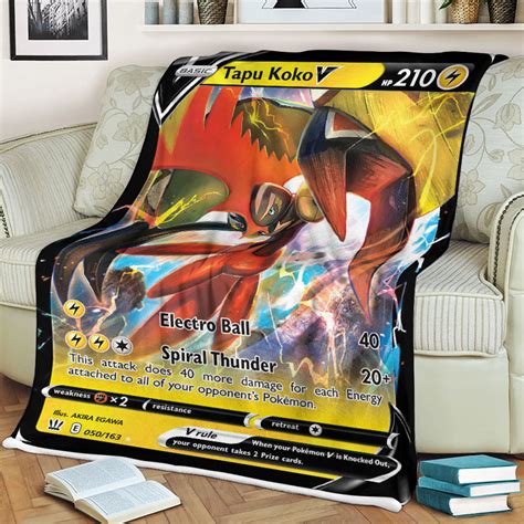 Tapu Koko V Battle Styles Holo Ultra Rare Pokemon Card Fleece Blanket