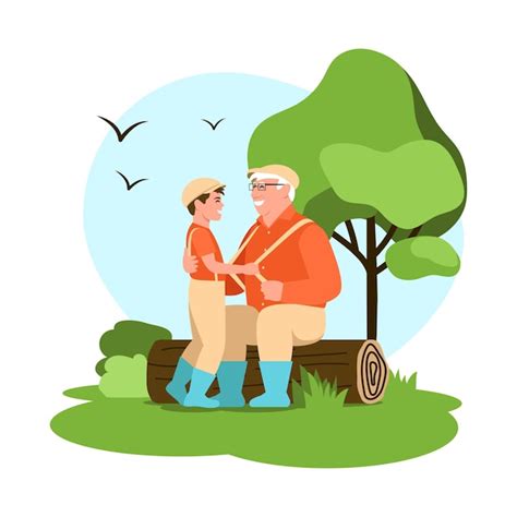 Premium Vector Vector Illustration Of Grandfather Cartoon Scene With