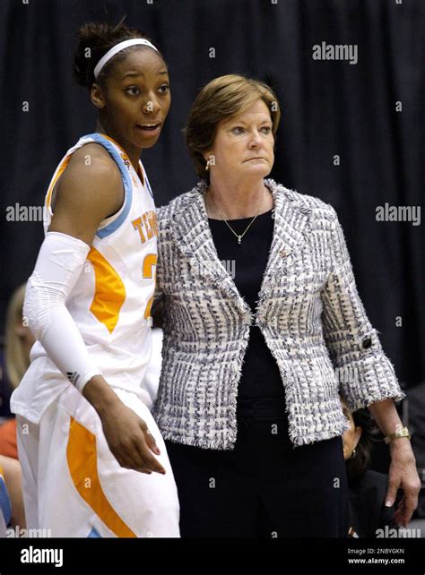 Tennessee Head Coach Pat Summitt And Forward Glory Johnson In Action