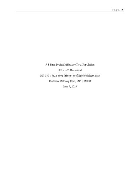 Ihp 5 3 Milestone 2 Population A 5 3 Final Project Milestone Two