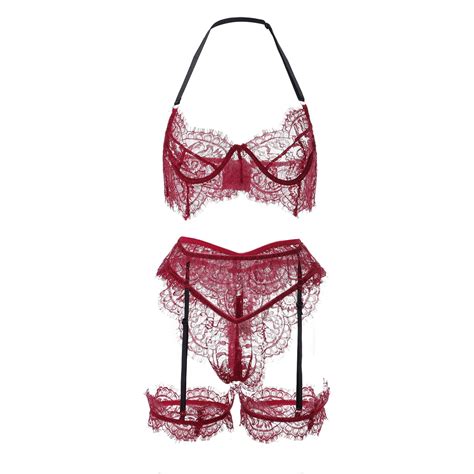 Mortilo Women Lingerie Sets With Garter Belt Piece Lace Teddy