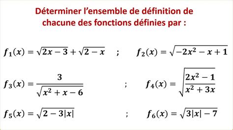 Domaine De D Finition Fonctions Avec Racine Carr E Et Valeur Absolue