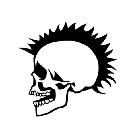 Punk Rock Skull With Mohawk Vinyl Decal Etsy