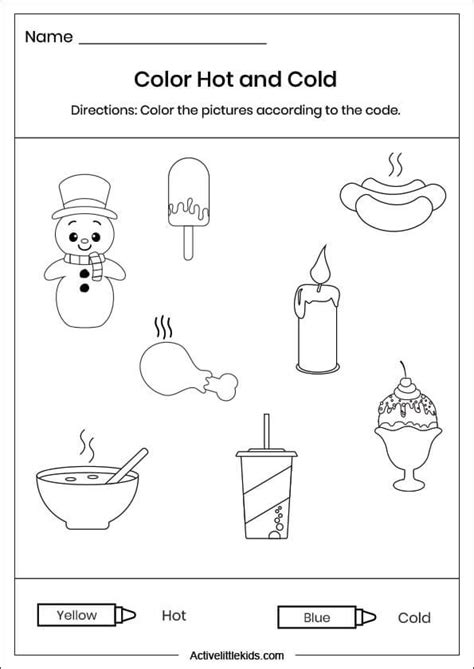 Hot And Cold Colours Worksheet