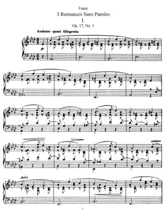 Romance Sans Paroles Op Faure Free Piano Sheet Music Pdf