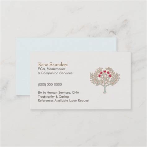 Homemaker And Companion Services Business Card Zazzle