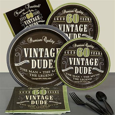 Vintage Dude 60th Basic Party Pack 60th Birthday Party Vintage