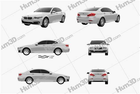 BMW 5 Series (F10) sedan 2016 Blueprint Template - 3DModels.org