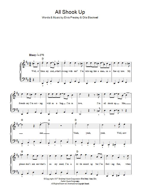 All Shook Up By Elvis Presley Sheet Music For Easy Piano At Sheet Music