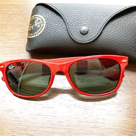 1円スタート Ray Ban レイバン サングラス Wayfarer ウェイファーラー レッドフレーム Rb2132 F 764 5518