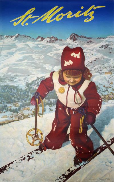 Original Vintage Poster St Moritz Switzerland Designed By Fredy