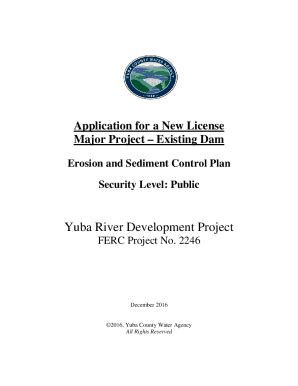 Fillable Online Erosion And Sediment Control Plan YCWA Fax Email